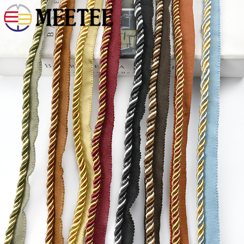 Meetee 2/4 metri 6mm frânghie de dantelă în două culori, perdea de canapea, curea decorativă, snur din chingă, bricolaj, cusut manual, accesorii materiale