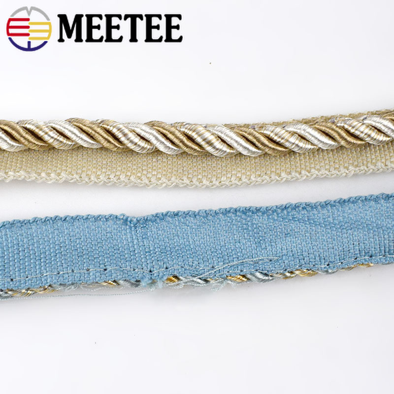 Meetee 2/4 metri 6mm frânghie de dantelă în două culori, perdea de canapea, curea decorativă, snur din chingă, bricolaj, cusut manual, accesorii materiale