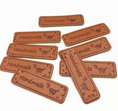 20 komada 50x15 mm kožne "ručno izrađene" naljepnice za odjevne predmete Reljefni pravokutni naljepnici zakrpa DIY dodaci za šivanje Pčela leptir cvijet stabla