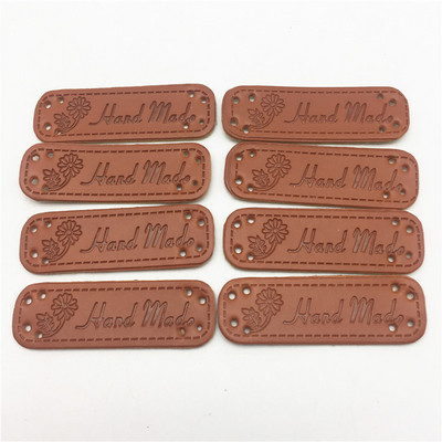 20 komada 50x15 mm kožne "ručno izrađene" naljepnice za odjevne predmete Reljefni pravokutni naljepnici zakrpa DIY dodaci za šivanje Pčela leptir cvijet stabla