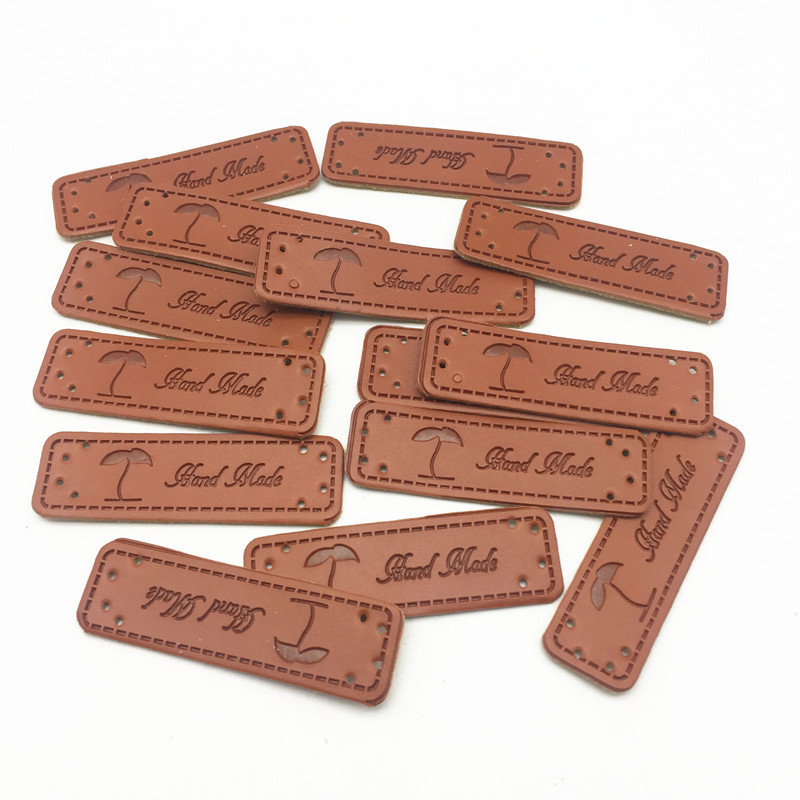 20 komada 50x15 mm kožne "ručno izrađene" naljepnice za odjevne predmete Reljefni pravokutni naljepnici zakrpa DIY dodaci za šivanje Pčela leptir cvijet stabla