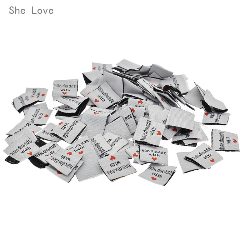 Chzimade 100 komada odjeće Oznake za odjeću Ručno izrađene s ljubavlju Šivanje Dodaci za kućnu patchwork odjeću