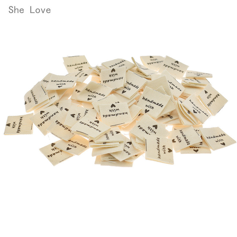 Chzimade 100 komada odjeće Oznake za odjeću Ručno izrađene s ljubavlju Šivanje Dodaci za kućnu patchwork odjeću