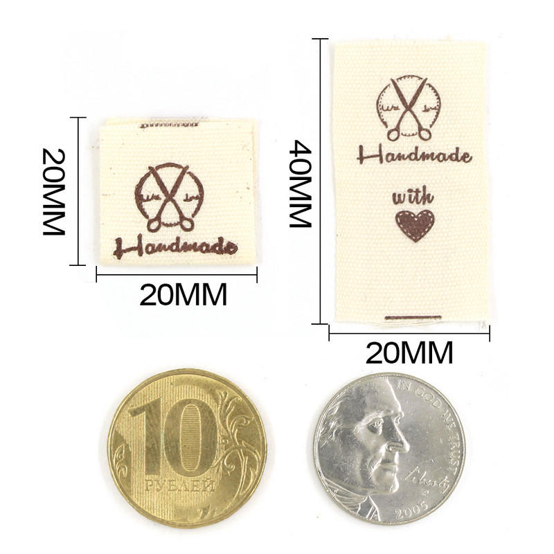 50kom Bijele oznake za odjeću Ručno izrađene etikete Oznake Tkane presavijene oznake za ukrašavanje odjeće Ručno izrađeni pribor za šivanje 20x40MM