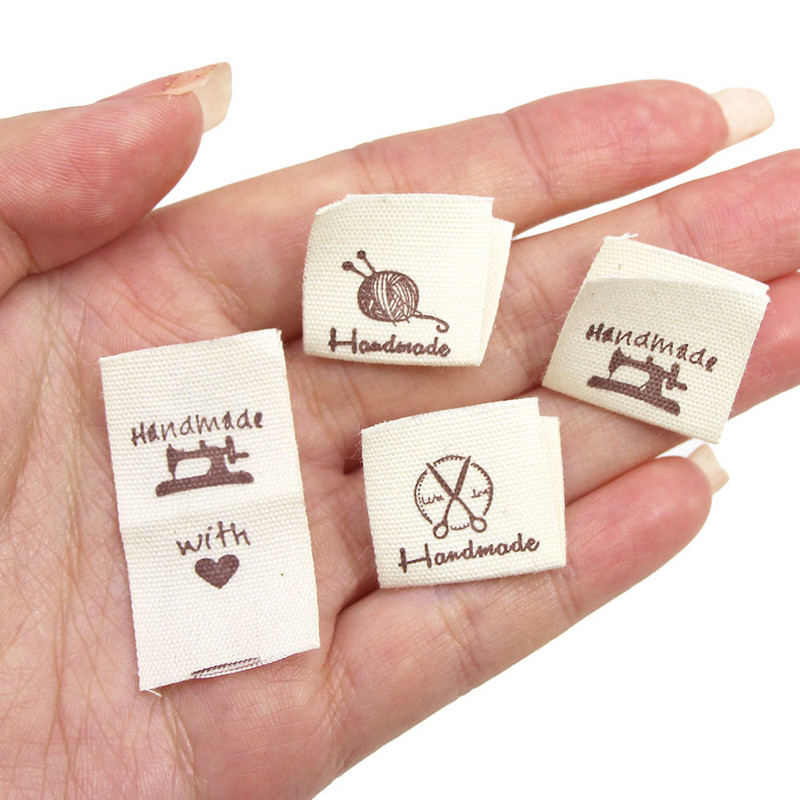 50kom Bijele oznake za odjeću Ručno izrađene etikete Oznake Tkane presavijene oznake za ukrašavanje odjeće Ručno izrađeni pribor za šivanje 20x40MM