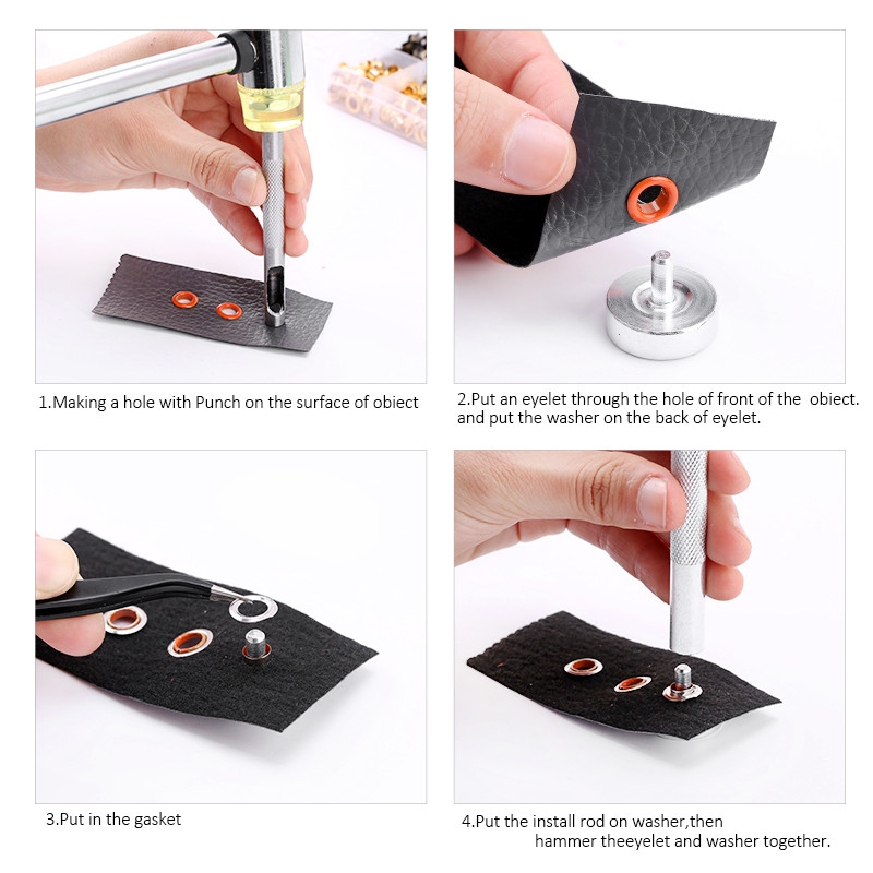 50/100 Set ušica Gumbi Komplet ušice Alat za postavljanje ušice Pribor Metalna odjeća Obuća Torba Kožni rukotvorini DIY Dekor