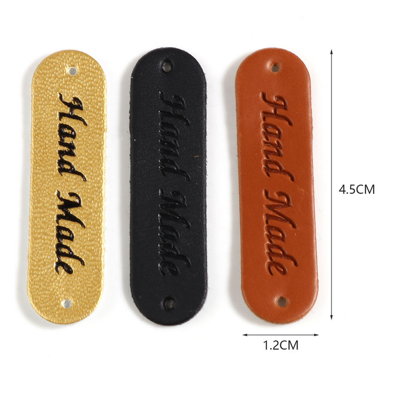 50PCS PU kožne ovalne etikete Oznake Ručno izrađene tiskane ručno izrađene kožne oznake Ručno izrađena odjeća Cipele Dodaci za šivanje 4.5x1.2cm