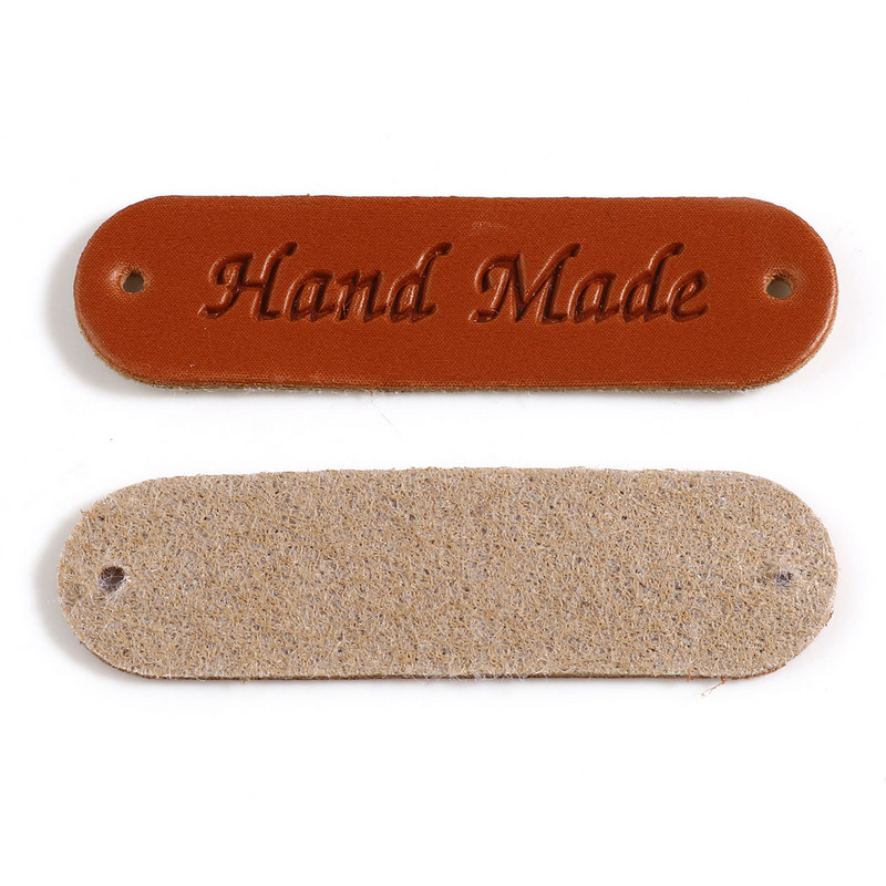 50PCS PU kožne ovalne etikete Oznake Ručno izrađene tiskane ručno izrađene kožne oznake Ručno izrađena odjeća Cipele Dodaci za šivanje 4.5x1.2cm
