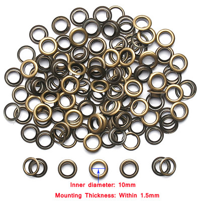 Bronz 3-20 mm-es 100 készlet sárgaréz fűzőlyukak alátéttel, bőr átvezetővel, kerek szemgyűrűkkel cipőkhöz Táska Öv Kalap Függöny Scrapbooking