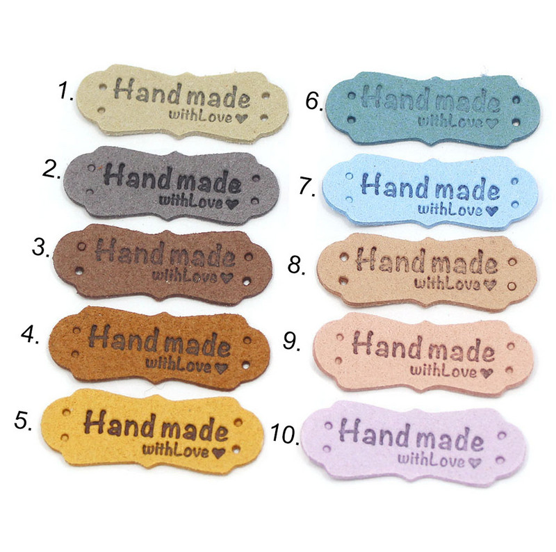 20 tk Sildid Käsitsi valmistatud siltide jaoks rõivaste jaoks Nahast silt Käsitsi valmistatud müts Teksad Kotid Õmble Aksessuaarid Kudumine DIY Käsitöö 41x16MM
