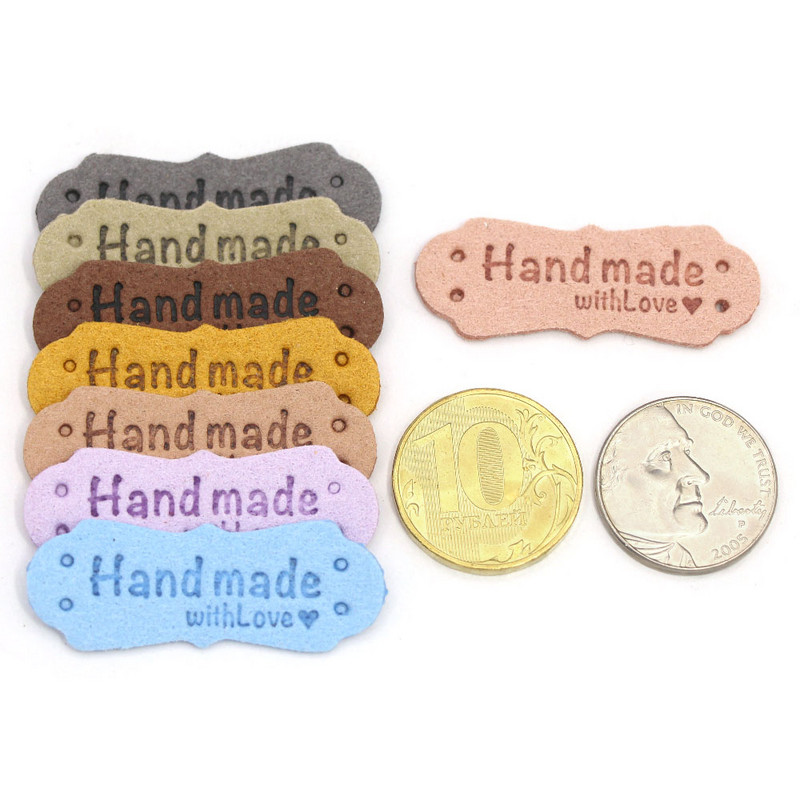 20 tk Sildid Käsitsi valmistatud siltide jaoks rõivaste jaoks Nahast silt Käsitsi valmistatud müts Teksad Kotid Õmble Aksessuaarid Kudumine DIY Käsitöö 41x16MM