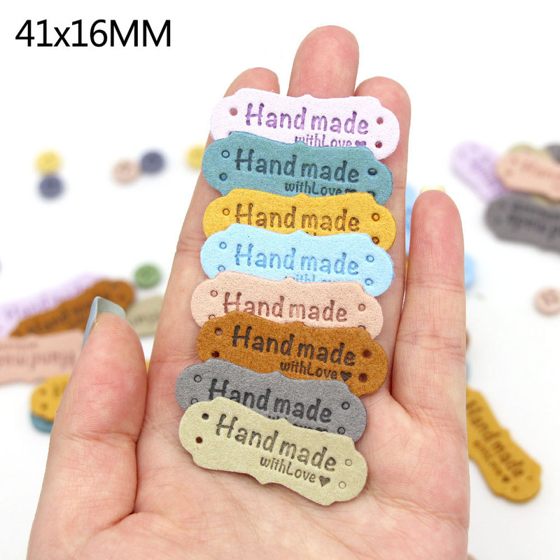 20 tk Sildid Käsitsi valmistatud siltide jaoks rõivaste jaoks Nahast silt Käsitsi valmistatud müts Teksad Kotid Õmble Aksessuaarid Kudumine DIY Käsitöö 41x16MM