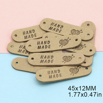 20 buc. Etichete din fire realizate manual pentru genți de îmbrăcăminte Etichete din piele de inimă Etichete realizate manual pentru cusut accesorii de îmbrăcăminte 45x12MM