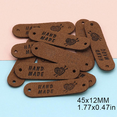 20 buc. Etichete din fire realizate manual pentru genți de îmbrăcăminte Etichete din piele de inimă Etichete realizate manual pentru cusut accesorii de îmbrăcăminte 45x12MM
