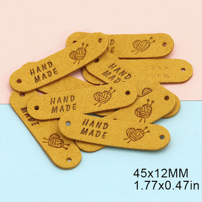 20 buc. Etichete din fire realizate manual pentru genți de îmbrăcăminte Etichete din piele de inimă Etichete realizate manual pentru cusut accesorii de îmbrăcăminte 45x12MM