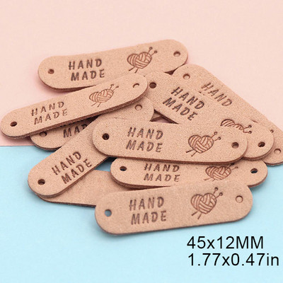 20 buc. Etichete din fire realizate manual pentru genți de îmbrăcăminte Etichete din piele de inimă Etichete realizate manual pentru cusut accesorii de îmbrăcăminte 45x12MM