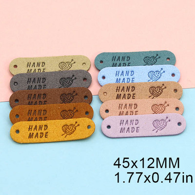 20 buc. Etichete din fire realizate manual pentru genți de îmbrăcăminte Etichete din piele de inimă Etichete realizate manual pentru cusut accesorii de îmbrăcăminte 45x12MM