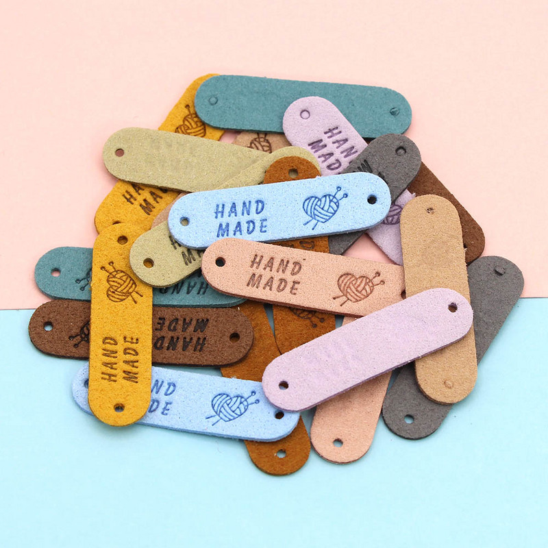 20 buc. Etichete din fire realizate manual pentru genți de îmbrăcăminte Etichete din piele de inimă Etichete realizate manual pentru cusut accesorii de îmbrăcăminte 45x12MM
