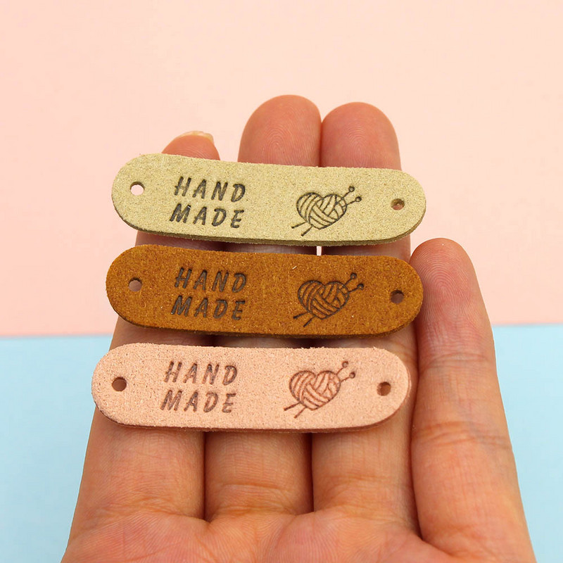 20 buc. Etichete din fire realizate manual pentru genți de îmbrăcăminte Etichete din piele de inimă Etichete realizate manual pentru cusut accesorii de îmbrăcăminte 45x12MM