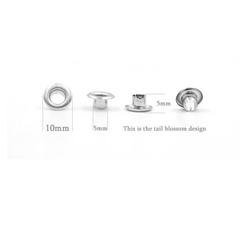 (500 броя/партида) Вътрешен диаметър: 5 mm Метални капси Напукване на дизайна на опашката Копчета за закопчаване Чанти Декоративни отвори