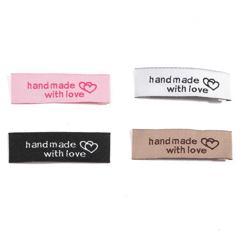 5x1,5 cm Ar rokām darinātas birkas Austas apdrukātas uzlīmes Apģērbs Apģērba etiķetes DIY birkas Amatniecības šūšanas piederumi 20gab/partija