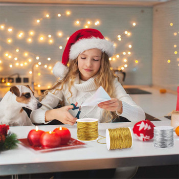 Χρυσό και ασημί ελαστικό νήμα 1mm στρογγυλό σχοινί για χριστουγεννιάτικο δώρο Συσκευασία κορδόνι ρούχων με ετικέτα DIY Χειροποίητη χειροτεχνία Περίπου 20 μέτρα