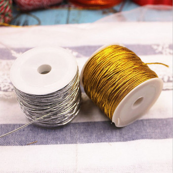 Златна и сребърна еластична нишка 1 мм кръгло въже за опаковане на коледни подаръци Струна Етикет за дрехи Шнур Направи си сам Ръчно изработен занаят Около 20 м