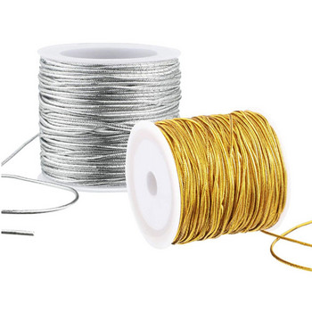 Златна и сребърна еластична нишка 1 мм кръгло въже за опаковане на коледни подаръци Струна Етикет за дрехи Шнур Направи си сам Ръчно изработен занаят Около 20 м