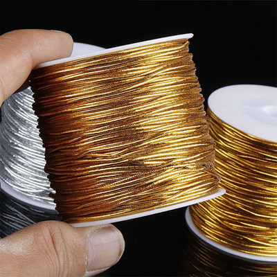 Χρυσό και ασημί ελαστικό νήμα 1mm στρογγυλό σχοινί για χριστουγεννιάτικο δώρο Συσκευασία κορδόνι ρούχων με ετικέτα DIY Χειροποίητη χειροτεχνία Περίπου 20 μέτρα