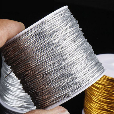 Χρυσό και ασημί ελαστικό νήμα 1mm στρογγυλό σχοινί για χριστουγεννιάτικο δώρο Συσκευασία κορδόνι ρούχων με ετικέτα DIY Χειροποίητη χειροτεχνία Περίπου 20 μέτρα