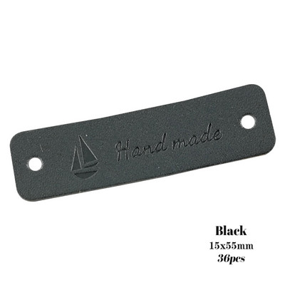 36 komada Opalus Diy kožne ručno izrađene naljepnice za odjeću s logotipom čamca Ručno izrađena poklon torba Crne oznake Kožne etikete na koži Šivaće oznake