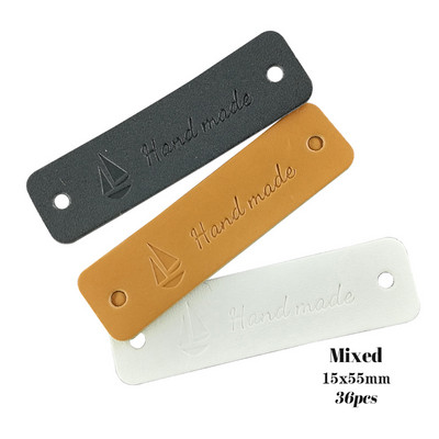 36 komada Opalus Diy kožne ručno izrađene naljepnice za odjeću s logotipom čamca Ručno izrađena poklon torba Crne oznake Kožne etikete na koži Šivaće oznake