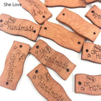 Chzimade 50 бр./лот реколта ръчно изработени дървени етикети етикети 13x30 мм дървени копчета етикети за дрехи консумативи за декорация на дома