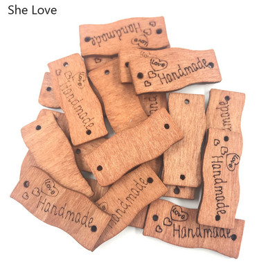 Chzimade 50 kom./lot Vintage ručno izrađene drvene oznake s etiketama 13x30 mm drvene naljepnice s gumbima za odjeću Potrepštine za uređenje doma