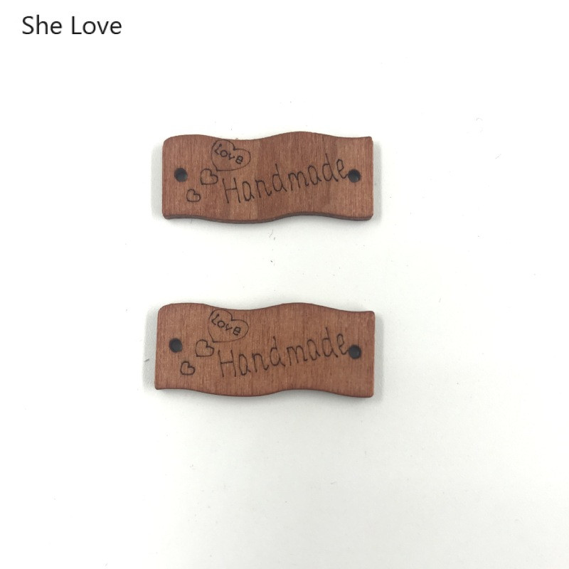 Chzimade 50 kom./lot Vintage ručno izrađene drvene oznake s etiketama 13x30 mm drvene naljepnice s gumbima za odjeću Potrepštine za uređenje doma