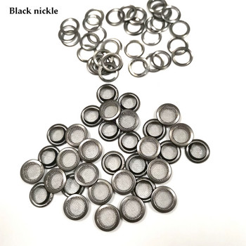 100 комплекта/партида 14/15,5 мм метални месингови мрежести капси Шайба Метална втулка Nikckle/Черен никел Цвят