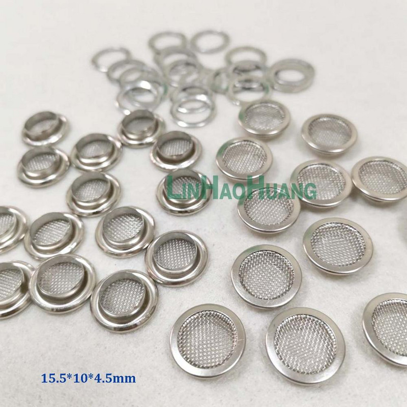 100 kompleta/lot 14/15,5 mm metalne mjedene mrežaste ušice podloška za pranje metalne ušice Nikl/crna boja nikla