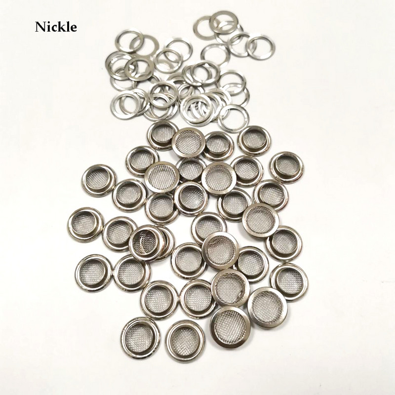 100 kompleta/lot 14/15,5 mm metalne mjedene mrežaste ušice podloška za pranje metalne ušice Nikl/crna boja nikla