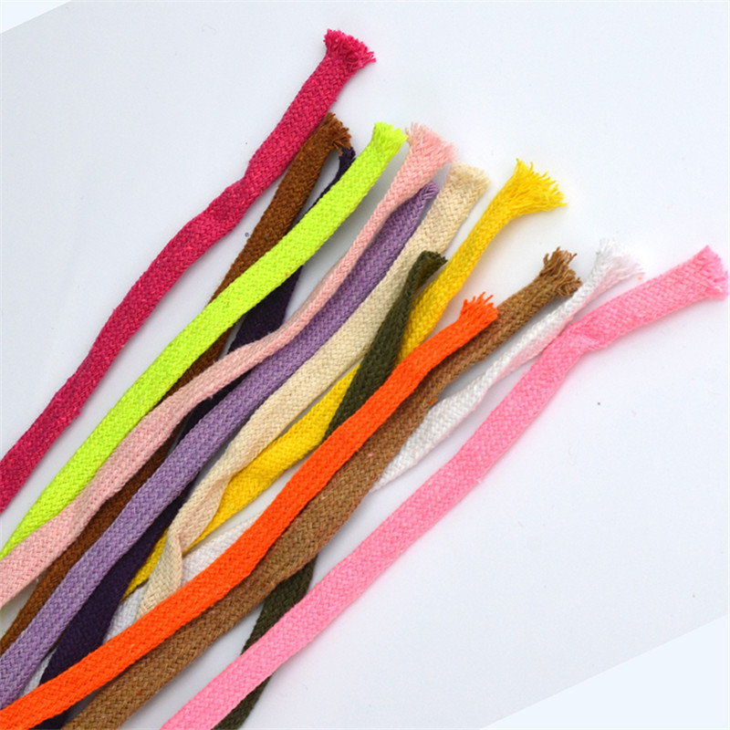 10 mm puuvillane köis õõnes, lame keerutatud kootud nöör mitmevärviline nöör vöökoht koti jaoks Käsitsi valmistatud käsitöö kodutekstiili õmblemine 5 meetrit