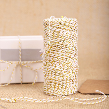 100 м/ролка 1 мм шнурове Бяло памучно въже Златна прежда Усукан шнур Канап Опаковка за подаръци Въже Закачване на етикет Нишка Конец Направи си сам Ръчно изработен занаят