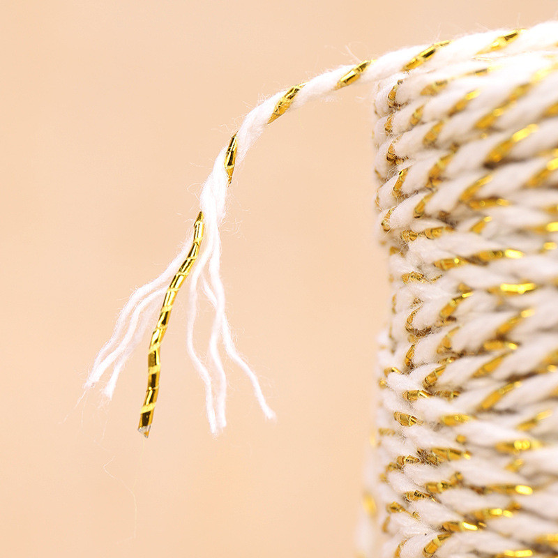 100 m/rola 1 mm užad Bijela pamučna užad Zlatna pređa Uvrnuta uže Konopac Pakiranje poklona Uže Vješanje Oznaka Konac DIY Ručno izrađeni obrt