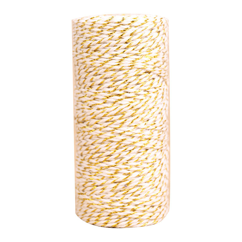 100 m/rola 1 mm užad Bijela pamučna užad Zlatna pređa Uvrnuta uže Konopac Pakiranje poklona Uže Vješanje Oznaka Konac DIY Ručno izrađeni obrt