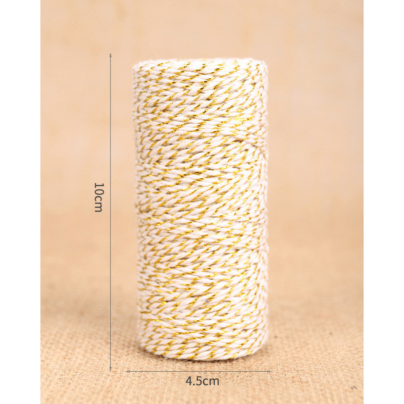 100 m/rola 1 mm užad Bijela pamučna užad Zlatna pređa Uvrnuta uže Konopac Pakiranje poklona Uže Vješanje Oznaka Konac DIY Ručno izrađeni obrt