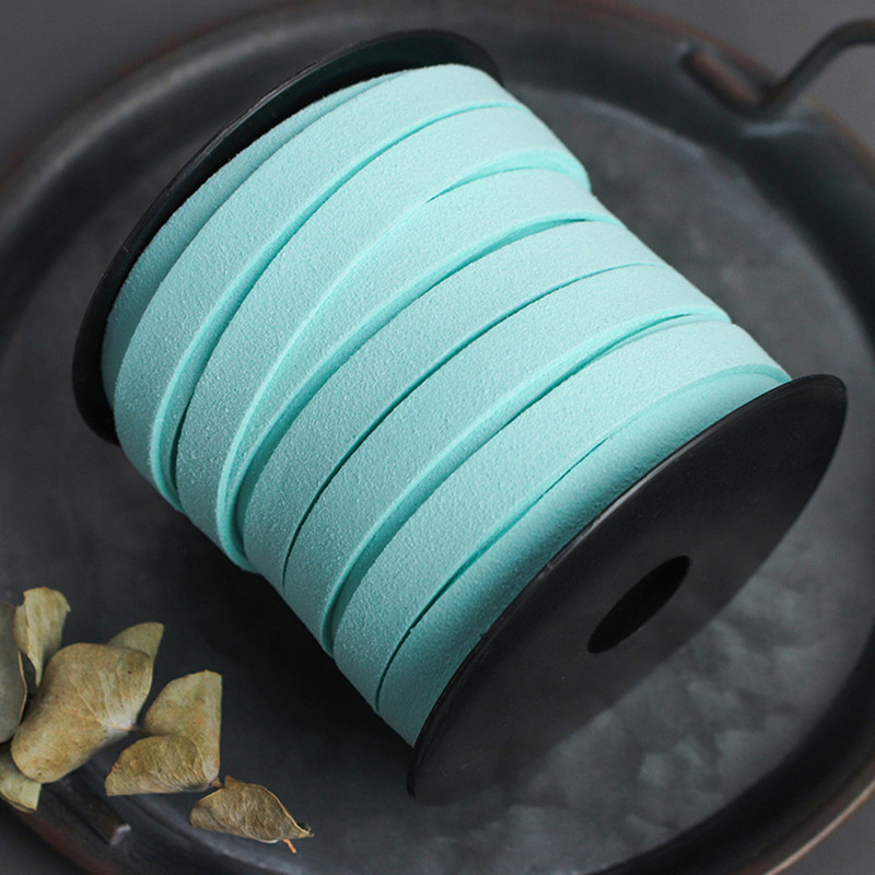 10 MM 5 jardi 19 krāsu plakana mākslīgās zamšādas pītas auklas josta Āda korejiešu samta āda juvelierizstrādājumu izgatavošanai, ar rokām darināta rokassprādze