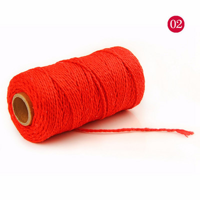Snur colorat de ață de 2 mm 100 m Artizanat manual, bej, din bumbac răsucit, cordon de macrame, sfoară, sfoară, frânghie, decorare textile pentru casă