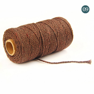 Snur colorat de ață de 2 mm 100 m Artizanat manual, bej, din bumbac răsucit, cordon de macrame, sfoară, sfoară, frânghie, decorare textile pentru casă