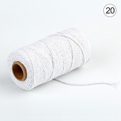 Snur colorat de ață de 2 mm 100 m Artizanat manual, bej, din bumbac răsucit, cordon de macrame, sfoară, sfoară, frânghie, decorare textile pentru casă