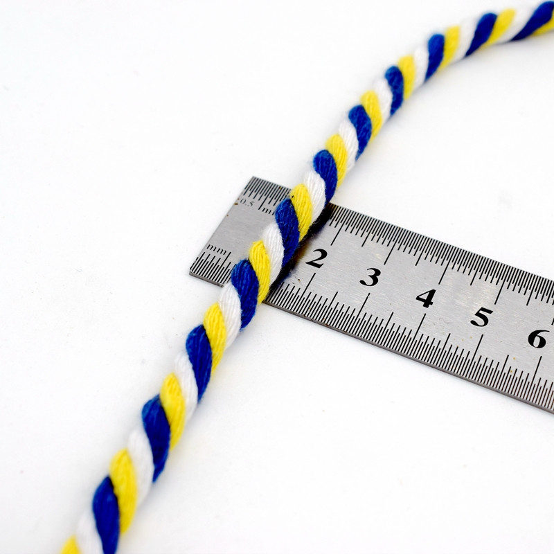 6 mm šareno 100% pamučno uže 3 dionice upletene užadi za DIY rukotvorine torba Pojas Kućni tekstil Dekor užad Pribor za šivanje Užad