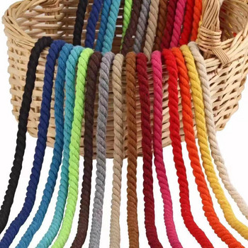 10 метра 5 мм 3 дяла Усукани 100% цветни памучни шнурове/въже за чанта Начало Декор Направи си сам текстилни аксесоари