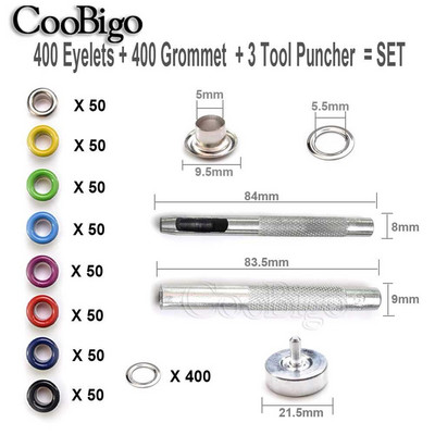 Komplet metalnih otvora za ušice Okrugli prstenovi za oči Alati za ugradnju za kožnu odjeću Obuća Torba Remen DIY pribor za šivanje